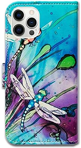 ıPhone 13 Pro Max Durumda, Bcov Sevimli Yusufçuk Deri Flip Telefon Kılıfı Cüzdan Kapak Kart Yuvası Tutucu Kickstand ile iPhone