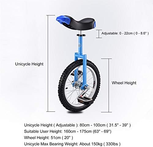 WWFAN Bisiklet ile Unicycle Standı, Ağır Yetişkinler Unicycles, Açık Spor Fitness Egzersiz Bisikleti, Yük 150 kg /330lbs (Renk: