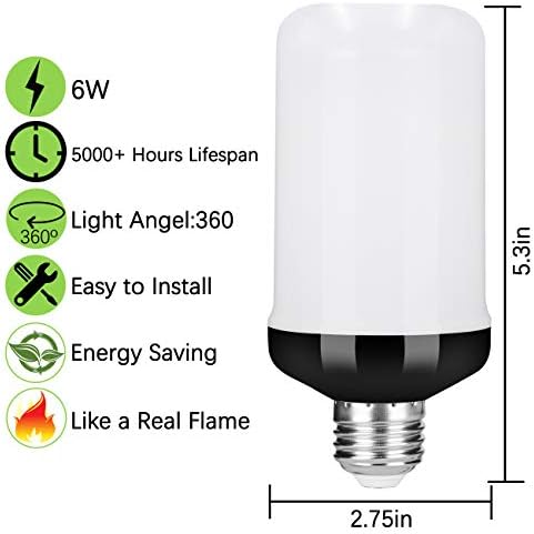 LED Alev etkisi yangın ampul, yükseltilmiş 4 modları titrek yangın noel süslemeleri ışıkları, baş aşağı etkisi ile E26 Taban