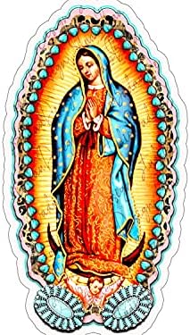Jenerik Our Lady Guadalupe Turkuaz Sticker, Virgen de Guadalupe Sticker, Küçük Resim, Latin Meksika, Meryem Sticker Komik Sticker