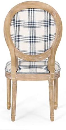 Christopher Şövalye Ev Phinnaeus Yemek Sandalye Seti, 4 Set, Koyu Mavi Ekose + Açık Bej + Doğal