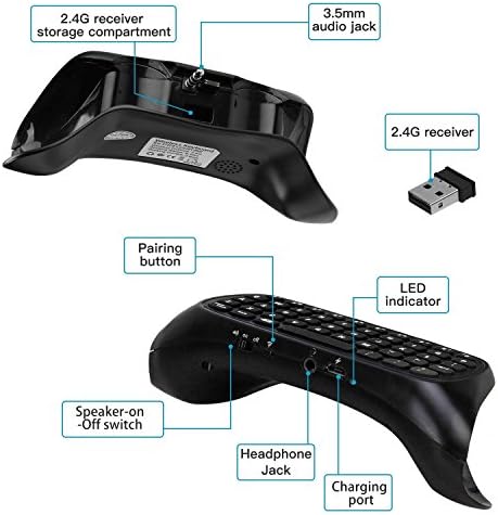 PS4 Denetleyici Klavye, 2.4 G Kablosuz Şarj Edilebilir Online Oyun Canlı Sohbet Mesaj Chatpad Tuş Takımı ile 3.5 mm Ses Aux-in