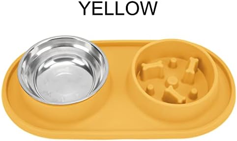 Surebuy Pet Su besleme kasesi, Pet Kase Gıda Sınıfı Silikon Kaymaz Kolay Temizlenebilir Ev Seyahat için(Sarı)