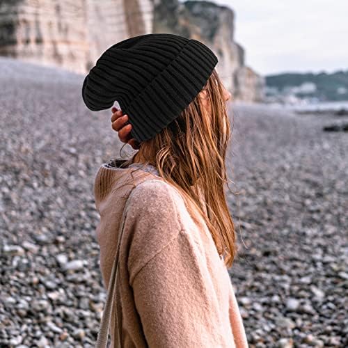 Zando Hımbıl Çizgili Örgü Bere Kadınlar için Sıcak Kış Şapka Erkekler için Unisex Kaflı Örgü Şapka Kap Rahat Yumuşak Bere