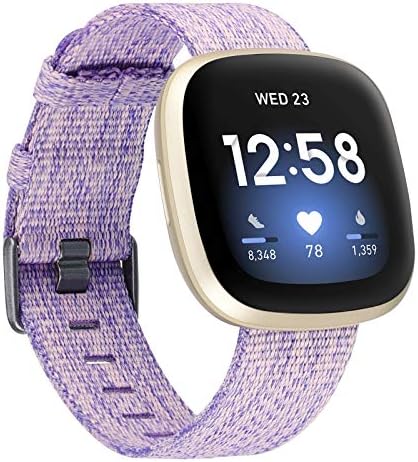 Wearlizer Kumaş Bantları ile Uyumlu Fitbit Versa 3 bantları/Fitbit Sense bantları için Kadın Erkek, Yumuşak Nefes Tuval saat