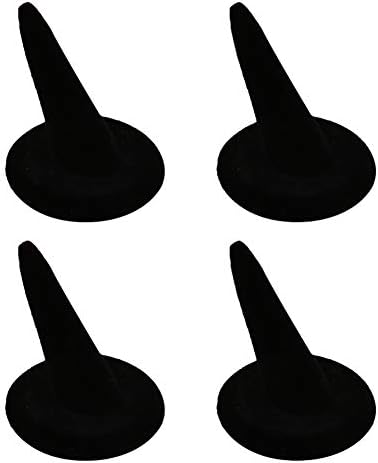 ccHuDE 4 Adet Siyah Kadife Parmak Yüzük Ekran Standı Koni Halka Tutucu Raf Takı Tutucu Vitrin