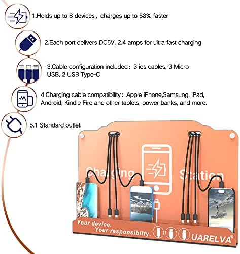 8 USB Hızlı Bağlantı Noktalı Cep Telefonu Şarj İstasyonu Birden Fazla Cihaz için Çoklu USB Şarj İstasyonu Birden Fazla Telefon