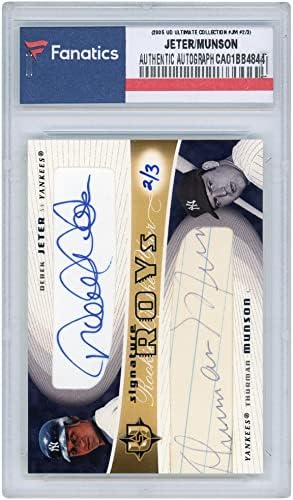 Derek Jeter & Thurman Munson New York Yankees İmzalı 2005 Üst Güverte Ultimate Collection JM Kart - Sınırlı Sayıda 2 of 3
