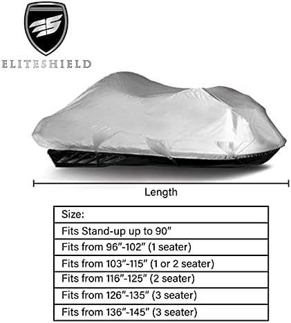 EliteShield PWC Deniz Taşıtları Jet Ski Depolama Kapağı Gümüş Renk 3 Koltuklu Stand-up'a Uyar