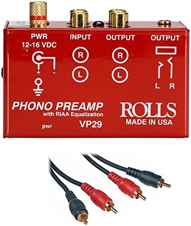 Rolls VP29 Fono Preamp ile 2 RCA Erkek 2 RCA Erkek Çift Ses Kablosu -3'