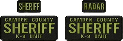 Işlemeli Yama-Yamalar için Kadın Man-2 Camden County Şerif Nakış Yama 4x10 ve 2x4 inç Kanca Od Yeşil
