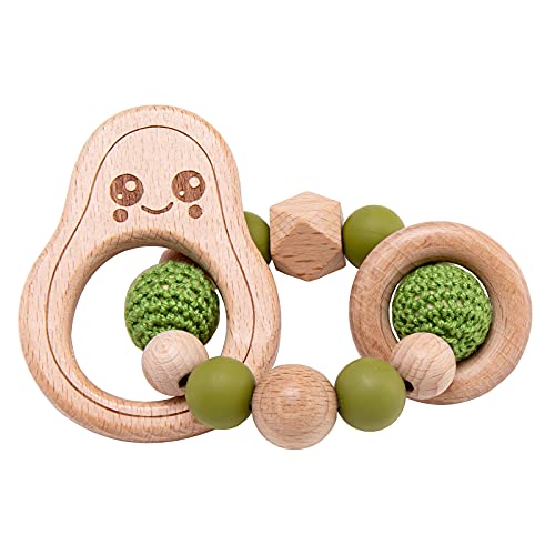 Avokado Ahşap bebek oyuncakları Dişlikleri Bebekler için Diş çıkarma halkası Ahşap Çıngırak Bebek Hemşirelik Bilezik Silikon