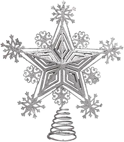 HowLoo 13.7-inç Noel Yıldız Ağacı Yıldız Toppers, Pırıltılı Altın Hollow Ağacı Topper Metal Tasarım Ağacı-üst Yıldız Ev Dekor