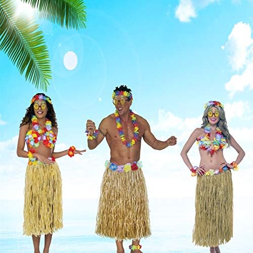 Hawaii Luau Parti Dansı için 8 Paket Hula Etek Kostüm Aksesuar Seti
