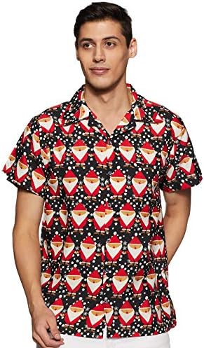 Stylore Noel Gömlek Erkekler için Hawaiian Rahat-Fit Tatil Çoklu Renk