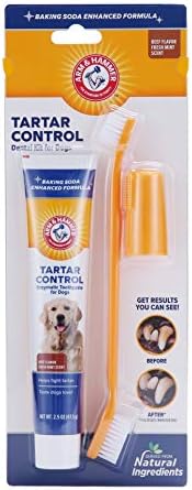 Evcil Hayvanlar için Kol ve Çekiç Köpekler için Tartar Kontrol Kiti-Diş Macunu, Köpek Diş Fırçası ve Parmak Fırçası içerir-Köpek