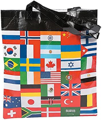 Uluslararası Bayraklar Yeniden Kullanılabilir Bez Çantalar (12'li Toplu Set)