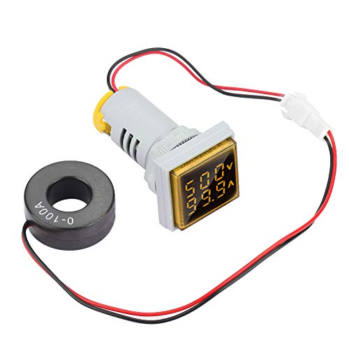 LED dijital ekran AC Gerilim Akım Ölçer Göstergesi 22mm 0-100A Metre Göstergesi Dijital Amper Tester ölçer Amper Monitör (Sarı)