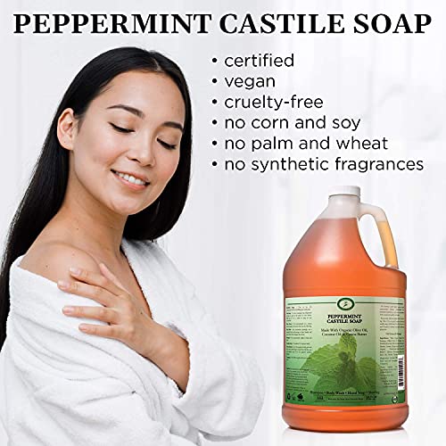 Nane ve Limon Kastilya Sabunu Sıvı Paketi - 1 Galon-Carolina Kastilya Sabunu - Vegan ve Saf Organik Konsantre Kurumayan Tüm Doğal