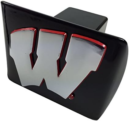 Siyah Metal Aksama Kapağında Wisconsin Üniversitesi Metal Amblemi (Kırmızı Süslemeli Krom)