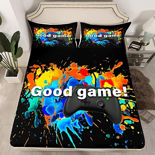 Gamer Baskı yatak çarşafı Seti Oyun Yatak Levha Video Oyunu Gamepad Monte Levha Erkek Kız Çocuk Gençler yatak odası dekoru Oyun