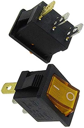 Aexıt 10 adet Sarı Geçiş Anahtarları Neon ışık ON-Off I/O SPST Rocker Anahtarı 3 Terminalleri 6A / 250 V SPST Geçiş Anahtarları