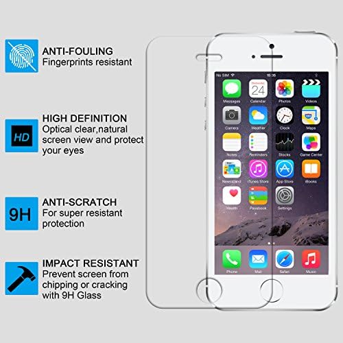 iPhone SE Ekran Koruyucu, Wisdompro 0.33 mm Temperli Cam Ekran Koruyucular için 4 inç Apple iPhone SE 1st Nesil, iPhone