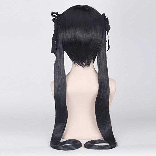 Usta Shengda cosplay peruk ışık tonu kız Nakano Azusa kısa siyah saç + saç ekleme ıle çift ponytails