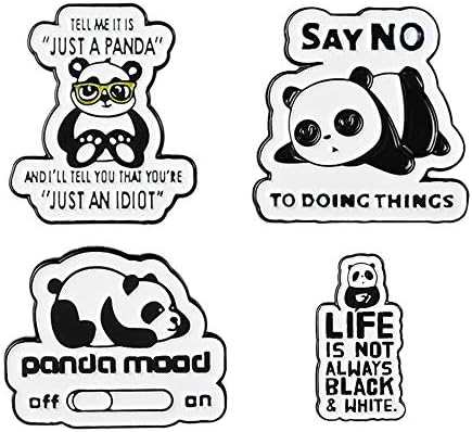 QIHOO Sevimli Panda Emaye Pin Seti, 4 PCS Komik Hayvan Broşlar Yaka Iğneler ıçin Sırt Çantaları Giyim Çanta Ceketler Şapka Takı