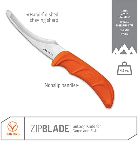 Açık Kenar Zip Bıçak-4.0 Sabit Bıçak av bıçağı için Skinning ve Gutting Büyük Oyun-Içerir Siyah Naylon Kemer Kılıf