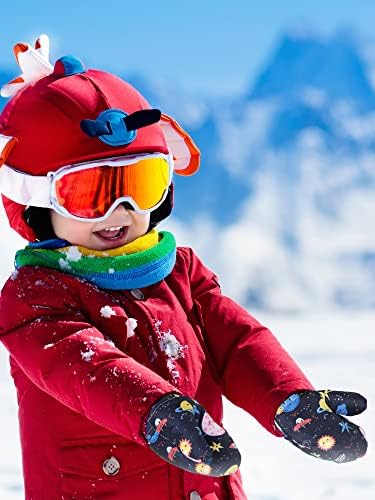 2 Pairs Çocuk Kayak Eldivenler Kayak Eldiven Su Geçirmez Sıcak Kar Eldivenler Eldiven Kız Erkek Toddlers Kış Açık Hava Etkinlikleri