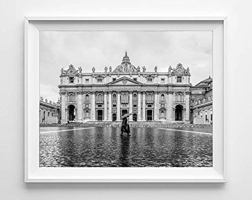 Siyah ve Beyaz Roma İtalya Fotoğraf Baskılar, 4 Set, ÇERÇEVESİZ, St. Peters Bazilikası, Kolezyum, Trevi Çeşmesi, Pantheon, Wal