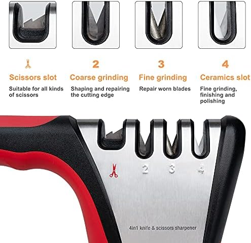 SENMULİN 4 Seviyeli Bıçak Bileyiciler, Seramik ve Çelik Bıçaklar ve Makaslar için Uygun Mutfak Bileyicisi. Cilalı Bıçakları Kolayca