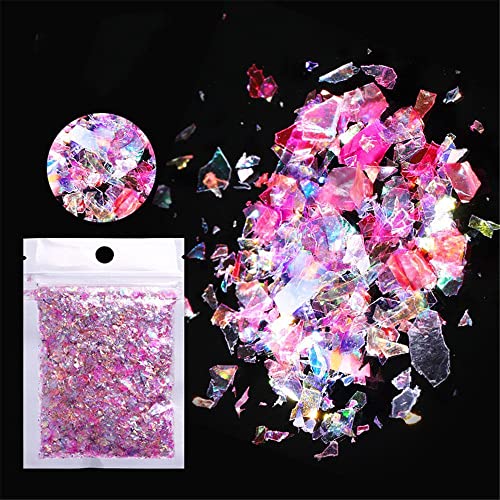 cloforsale 5 g / torba Manikür Renkli Parlak Tırnak Glitter Düzensiz Şeker Kağıt Pul Aurora Fragmanı Kabuk Kağıt (01)