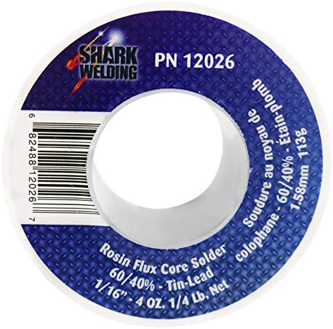 SHARK Industries Rosin Akı Çekirdekli Lehim-1/16 %60/40-1/4 Lb Makara, 0.0625-İnç