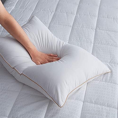 KOPASD Kaz tüyü Yastık Boyun Yastıklar Uyku Yatak Yastıklar için %100 % Pamuk Kabuk ile Altın Rahat Yastık (Renk: Bir, Boyutu: