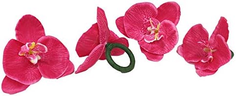 Fennco Stilleri El Yapımı Orkide Çiçek Dekoratif Peçete Halkaları, Ev, Yemek Masası, Tatil Dekoru ve Özel Günler için 4 Mercan