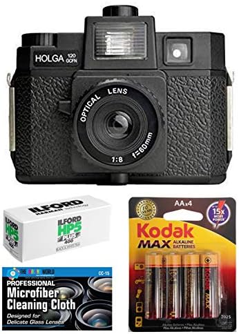 Holga 120GCFN Orta Format Film Kamera Dahili Flaşlı Ilford HP5 120 Siyah Beyaz Film Kodak Piller Aksesuar Paketi