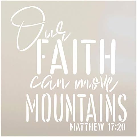 Matta 17: 20 Stencil StudioR12 tarafından / İnanç Taşıyabilirsiniz Dağlar / DIY Hediye Cursive Hıristiyan İlham | Zanaat İnanç