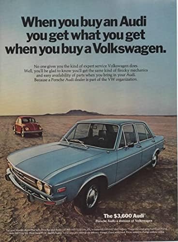 3 Orijinal Dergi Basılı reklam seti: 1971 Audi 100 Sedan,Rolls-Royce, Porsche, Mercedes-Benz, Ferrari'yi sunuyor., 3600 ABD Doları