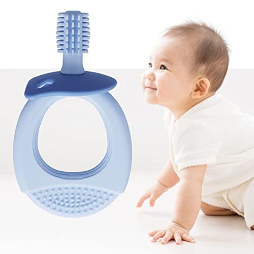 Silikon Parmak Fırçası, Ayrılabilir Bebek Eğitim Diş Fırçası Seti Yumuşak Saç için Bebek Sakız Bakımı için Bebek(Mavi)