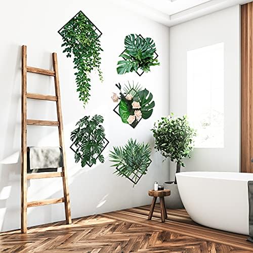 3D Canlı Yeşil Bitkiler Izgara duvar çıkartmaları, sihirli Tropikal Palmiye Yaprakları Haning Asma Duvar Çıkartması, DİLİBRA