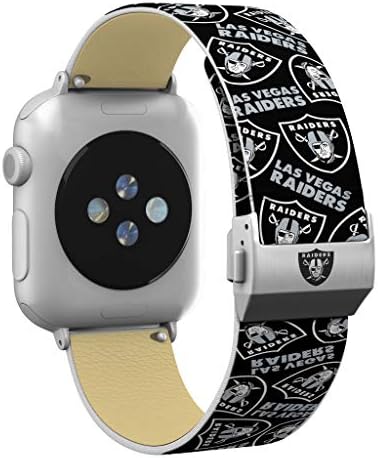 Las Vegas Raiders Tam Baskı saat kayışı ile Kazınmış Toka ile Uyumlu Apple Watch - 38/40mm Yinelenen