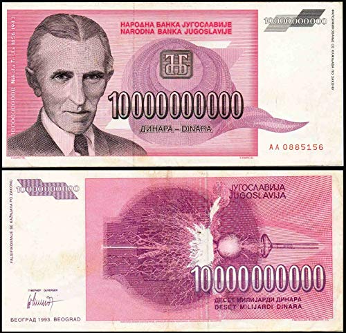 1993-Yugoslavya-Nikola Tesla 10,000,000,000-10 Milyar Dinara Satıcı Çeşitli Sınıflarda (Sirküle)
