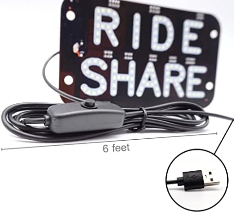KALICI / Sürücüler için Rideshare LED ışık Burcu Rideshare Aksesuarları-7.5 x 4.25 – – Ön Cam Vantuz-USB 6ft. Kablo 5V İnvertör-Açma
