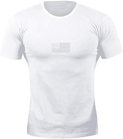 OSTELY moda erkekler rahat bağımsızlık günü O-boyun saf renk çizgili kısa kollu spor T-Shirt için Tops