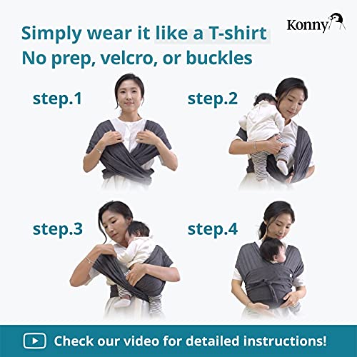 Konny Baby Wrap Carrier (Yaz için Hava Mesh), Sorunsuz Nem Emici ve Nefes Alabilen Bebek Askısı, 44 lbs'ye kadar Yeni Doğan Bebekler