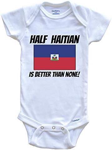 Yarı Haitili Hiç Yoktan iyidir Haiti Bayrağı Komik Bebek Onesie