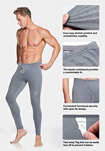 ATHLIO 2 Paket erkek Termal Iç Çamaşırı Pantolon, Sıcak Paçalı Don Tayt, Kış Baz Katman Dipleri