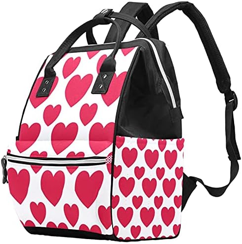 Laptop Sırt Çantası Su Geçirmez bebek Bezi çantası Hemşirelik Çanta Seyahat Nappy Tote Çanta Pembe Aşk Kalpler Valentin Desen